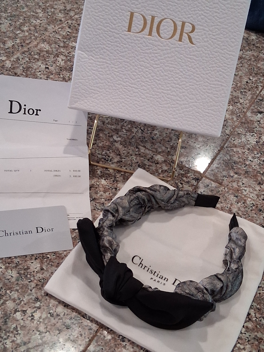 Christian Dior Black & Gray Knotted Headband. Beautiful ,New